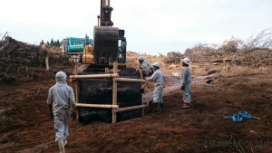 仮沈砂池の集水桝竪溝敷設状況1号